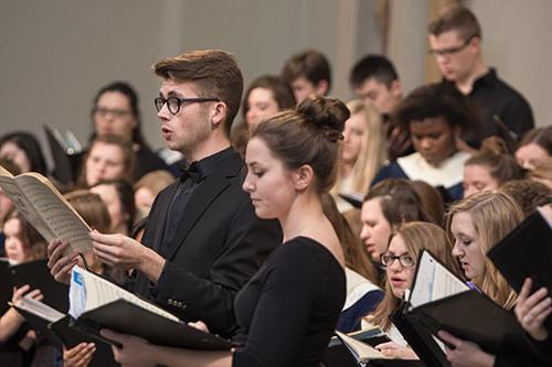 students singing