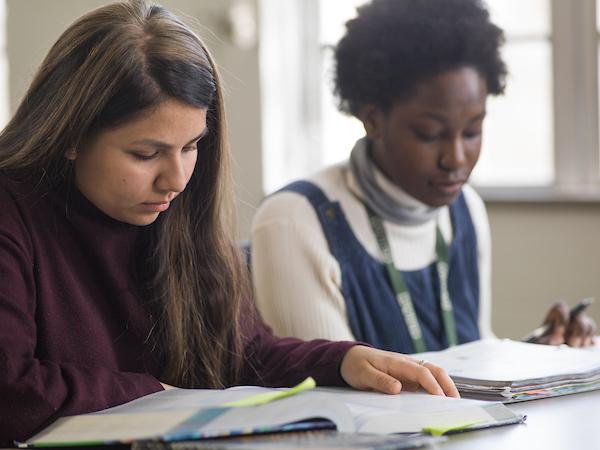 Students working at desk