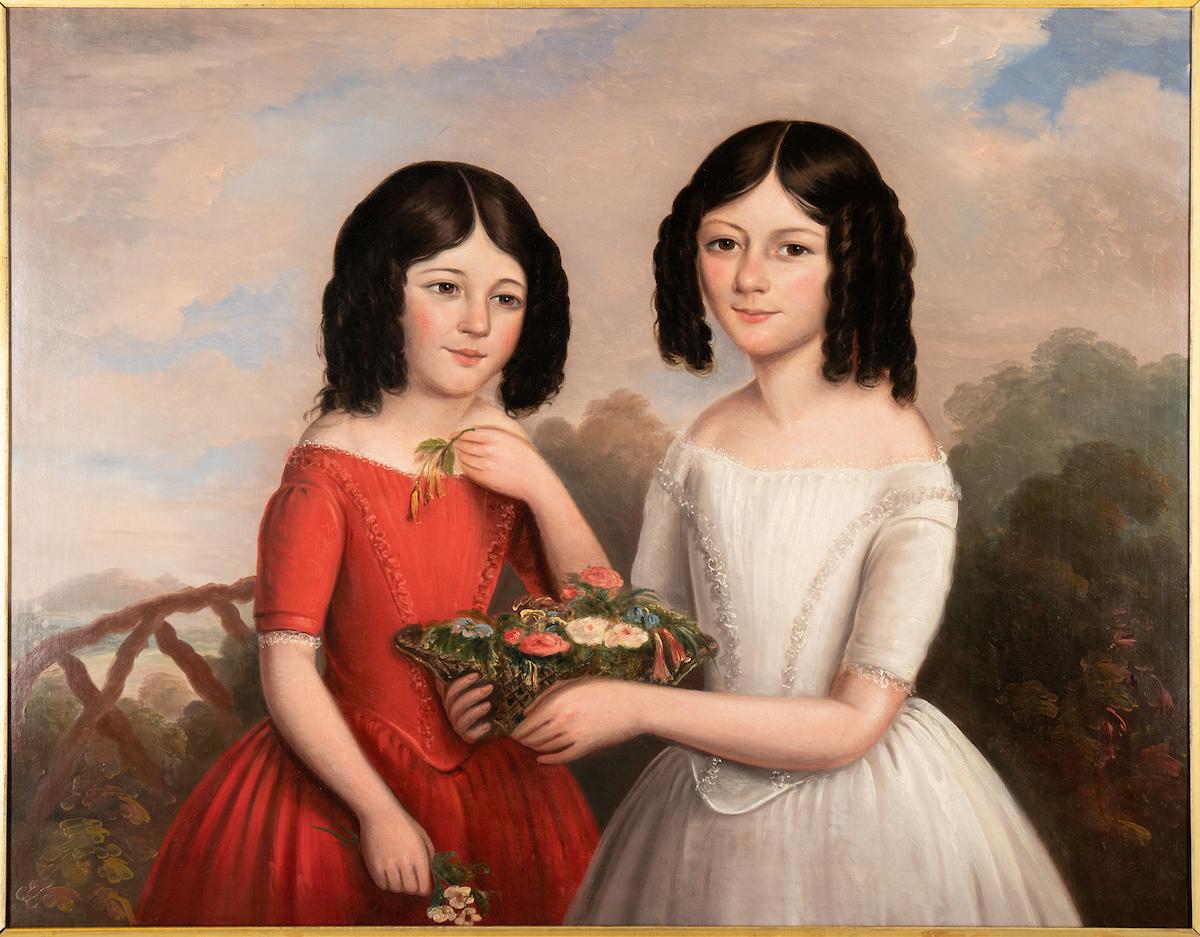 Painting of two girls from around the 1800s